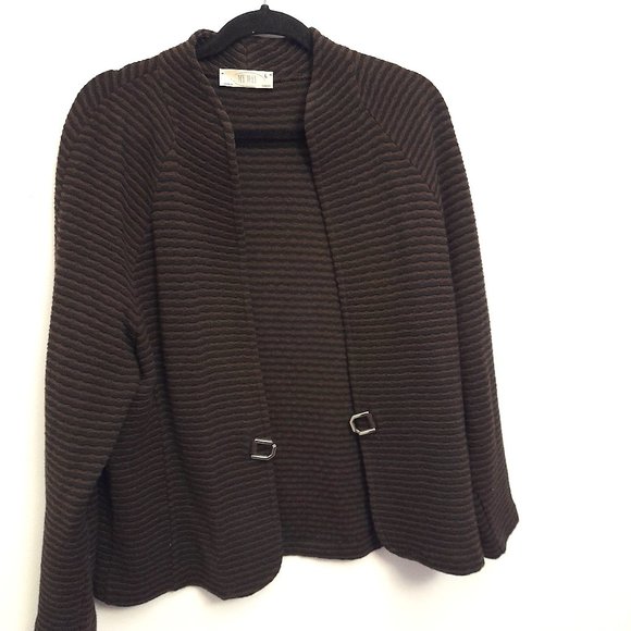 Brown Textured Women's Blazer - Picture 3 of 14